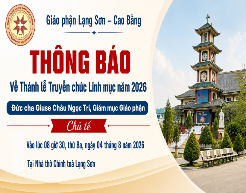 Thông báo về Thánh lễ Truyền chức Linh mục năm 2026