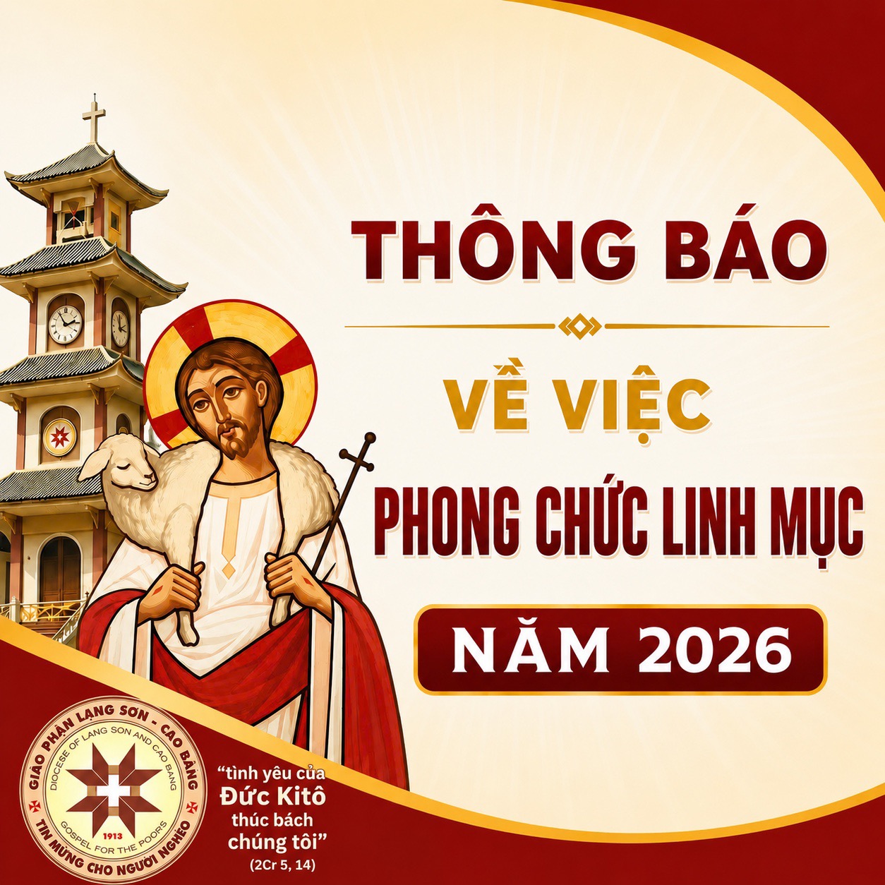 Giáo phận Lạng Sơn – Cao Bằng: Thông báo về việc Phong chức Linh mục năm 2026