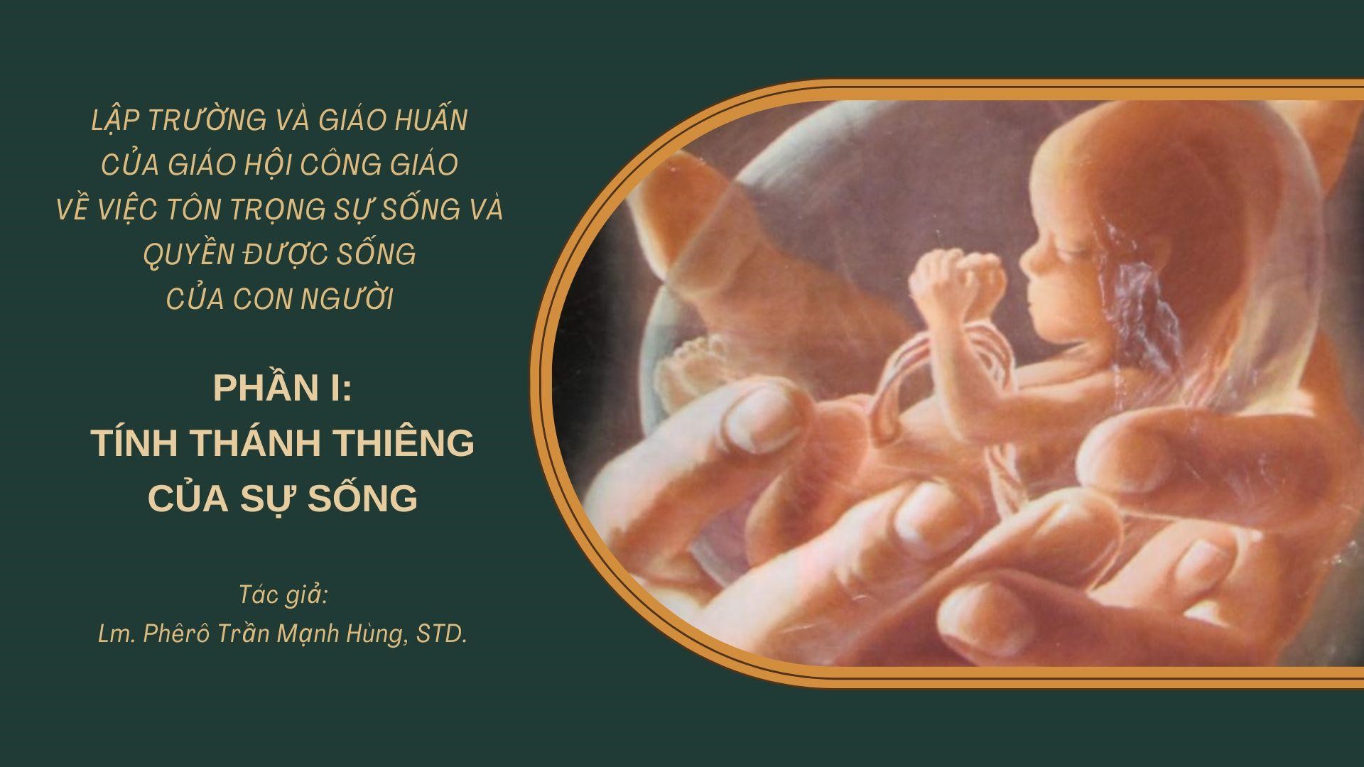 Lập trường và giáo huấn của Giáo hội Công giáo về việc tôn trọng sự sống và quyền được sống của con người, phần 1 - Tính thánh thiêng của sự sống