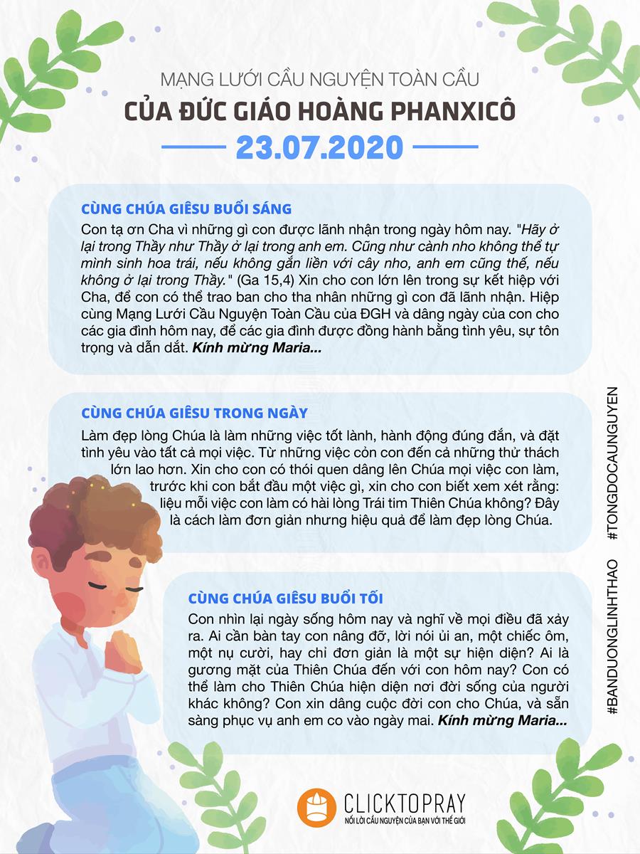 Tông đồ Cầu nguyện ngày 23/7