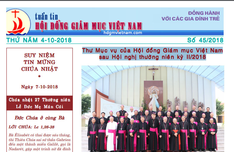 Tuần tin Hội đồng Giám mục Việt Nam số 45/2018