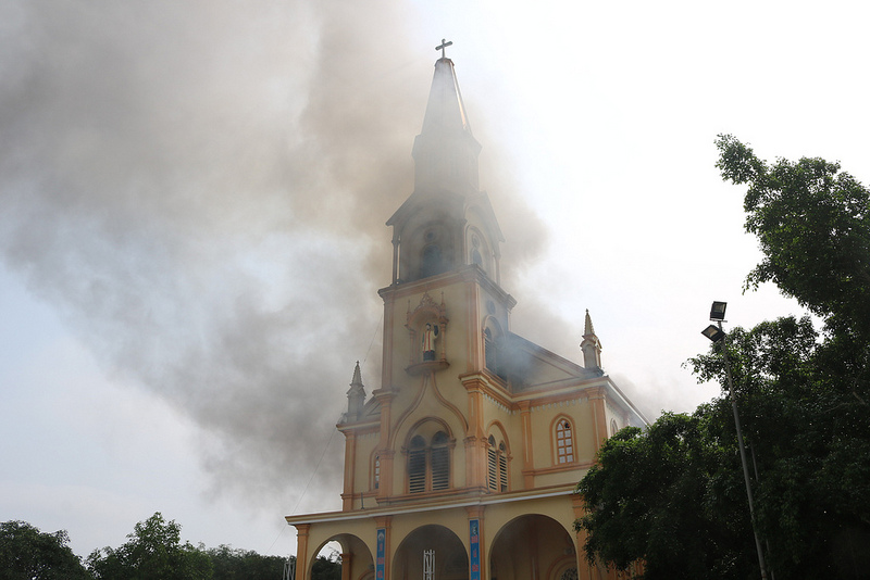 Nhà thờ Giáo xứ Thọ Vực bị cháy