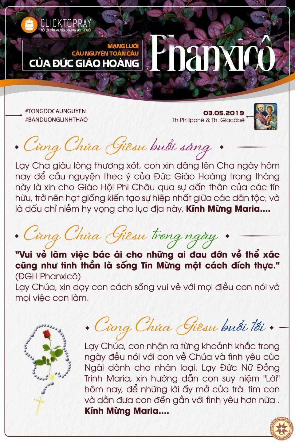 Tông đồ Cầu nguyện ngày 03/5