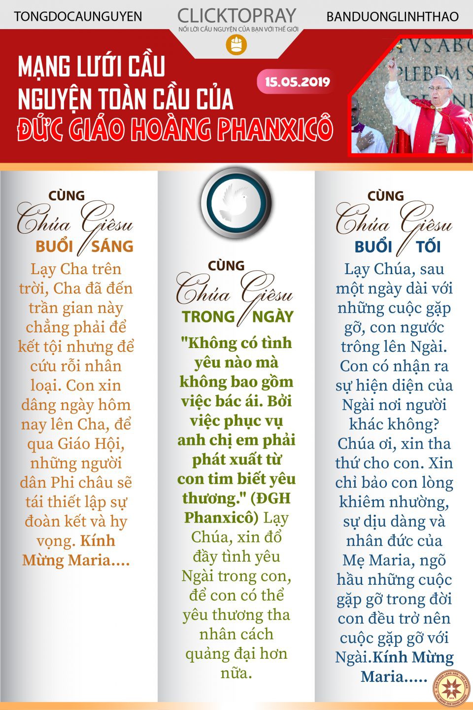 Tông đồ Cầu nguyện ngày 15/5