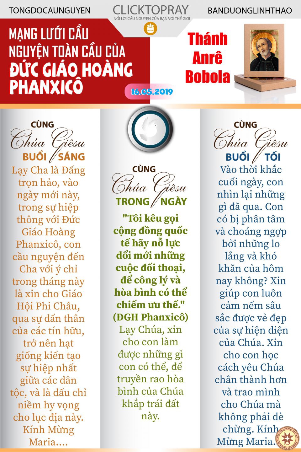 Tông đồ Cầu nguyện ngày 16/5