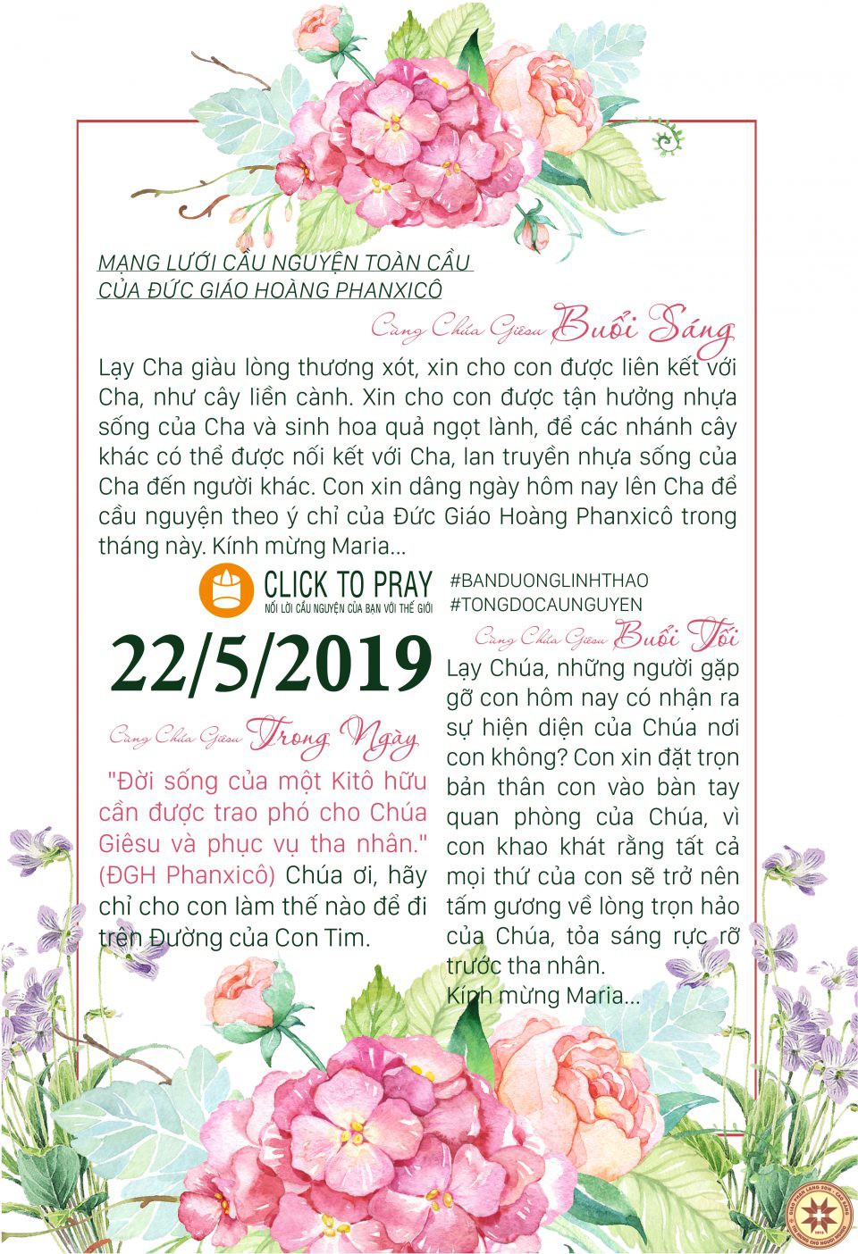 Tông đồ Cầu nguyện ngày 22/5