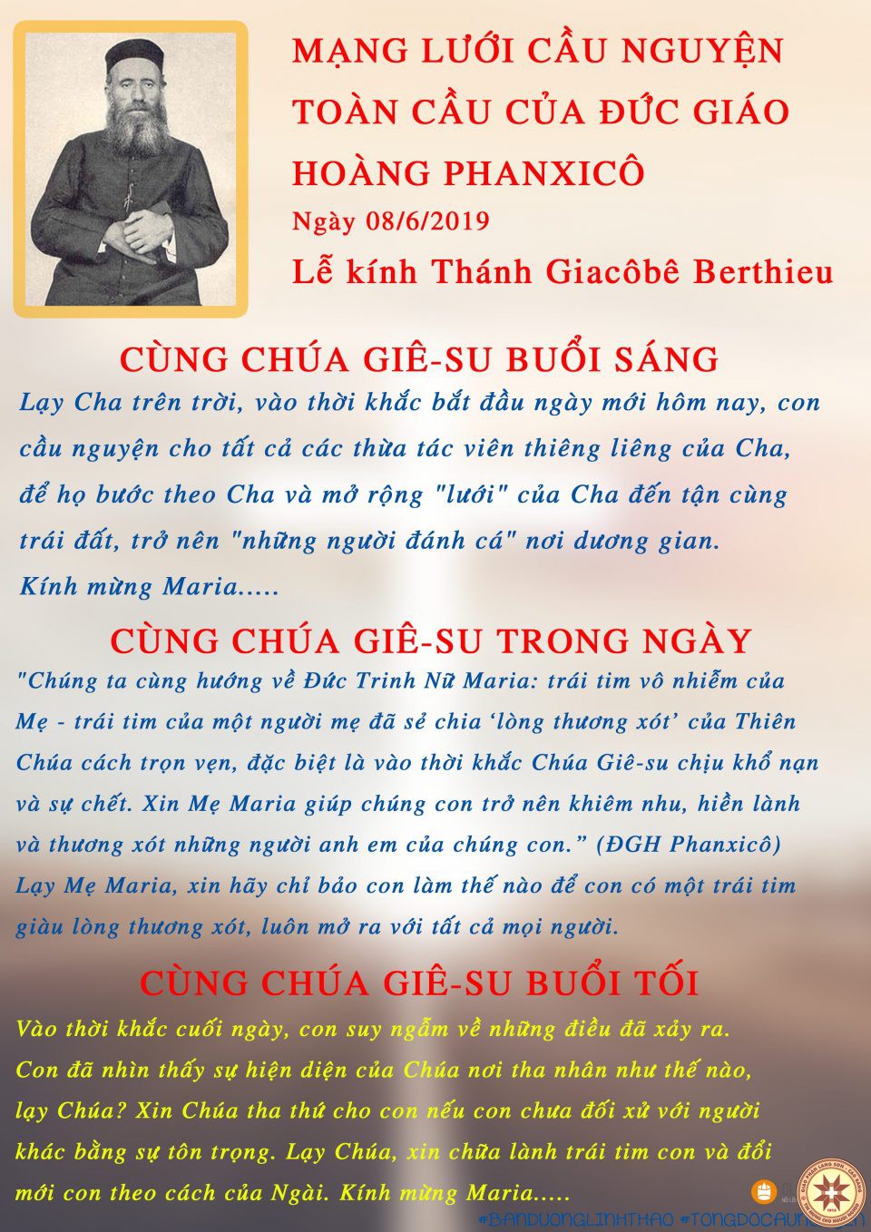 Tông đồ Cầu nguyện ngày 08/6