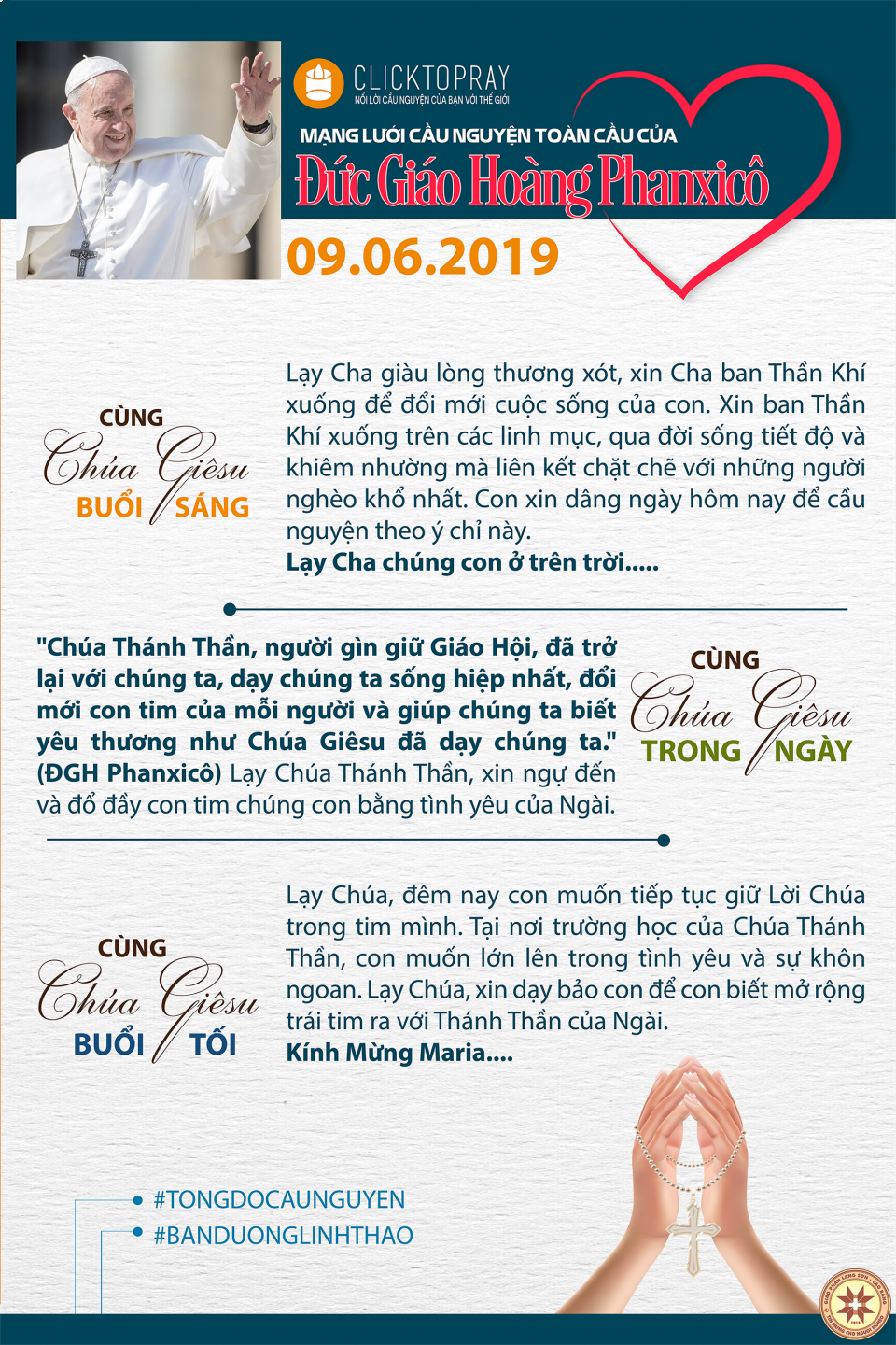 Tông đồ Cầu nguyện ngày 09/6