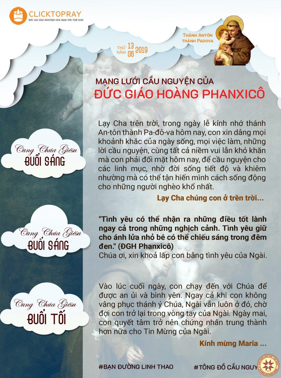 Tông đồ Cầu nguyện ngày 13/6