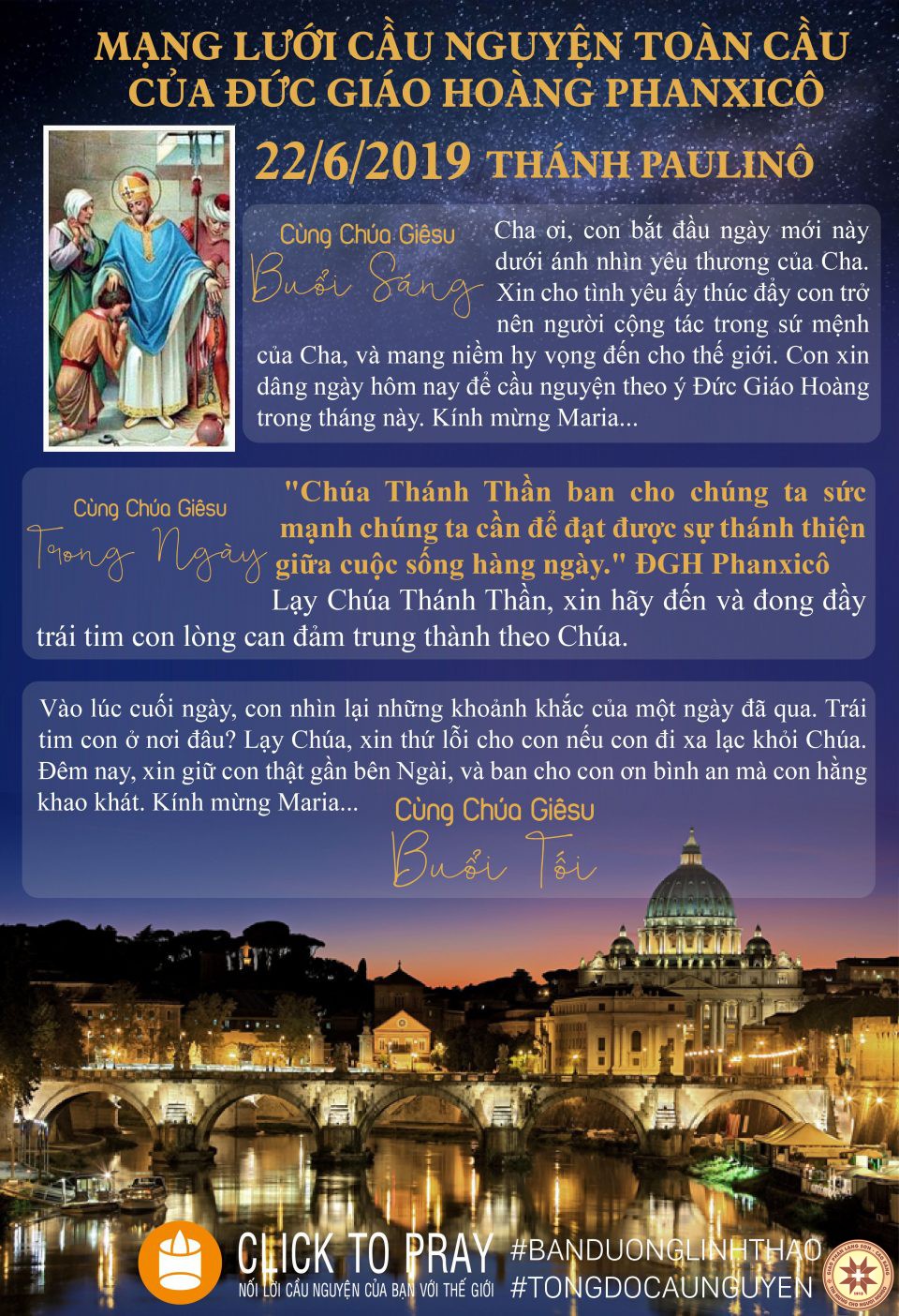 Tông đồ Cầu nguyện ngày 22/6