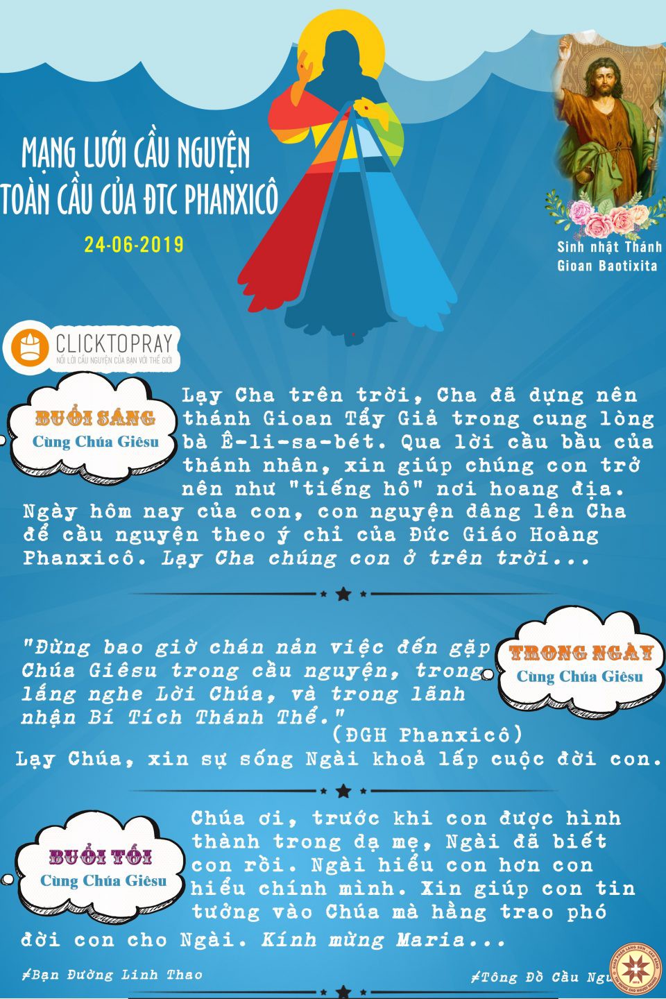 Tông đồ Cầu nguyện ngày 24/6