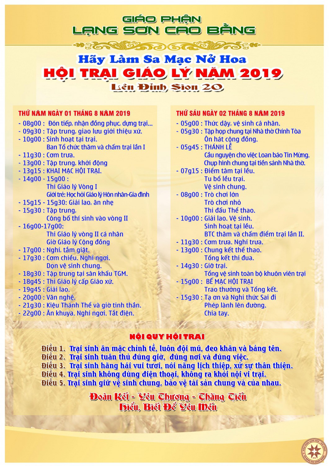 Chương trình Hội trại Giáo lý Giáo phận Lạng Sơn Cao Bằng năm 2019