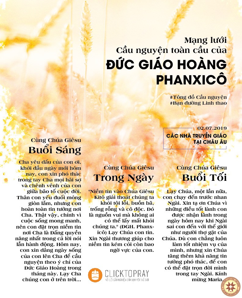 Tông đồ Cầu nguyện ngày 02/7