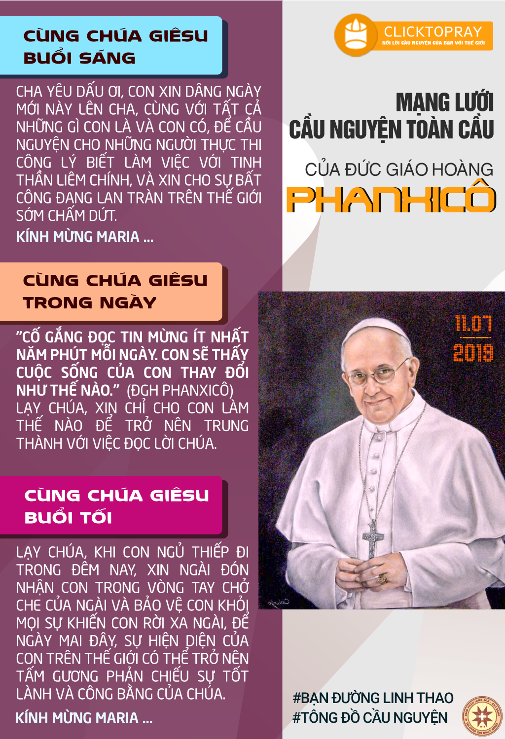 Tông đồ Cầu nguyện ngày 11/7