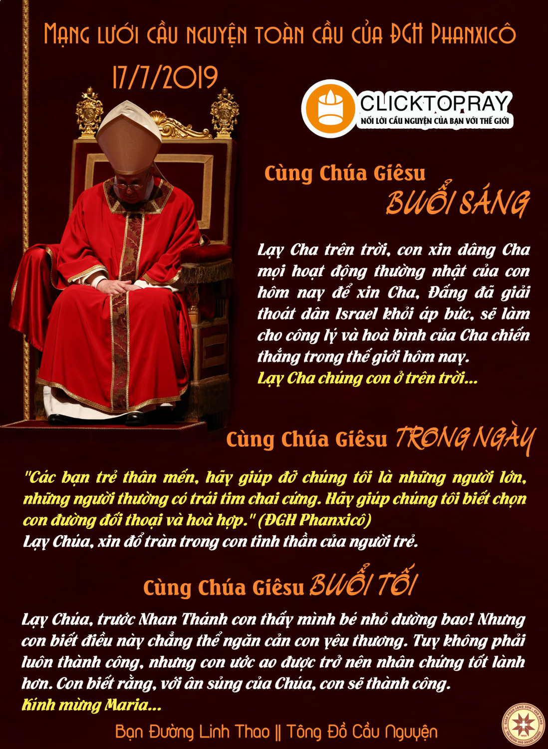 Tông đồ Cầu nguyện ngày 17/7