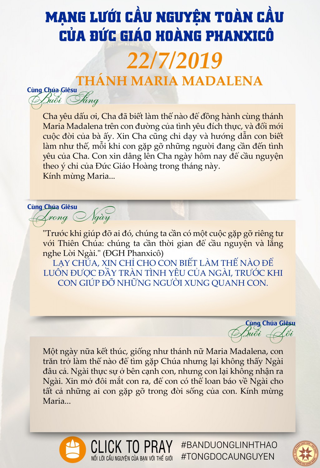 Tông đồ Cầu nguyện ngày 22/7