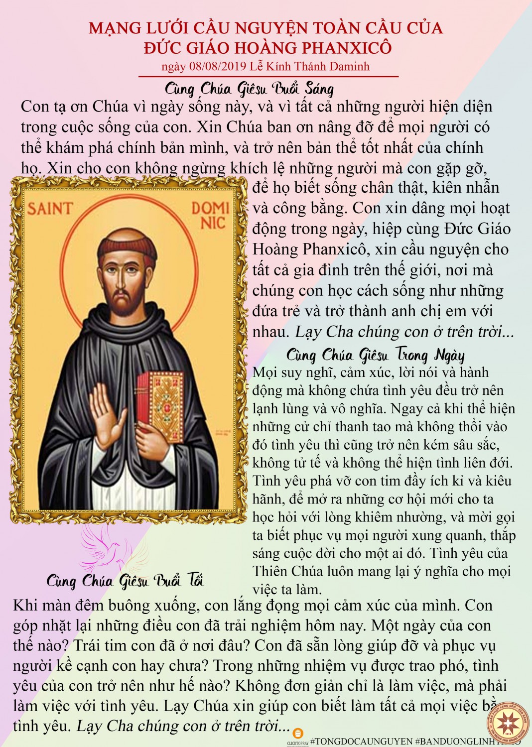 Tông đồ Cầu nguyện ngày 08/8