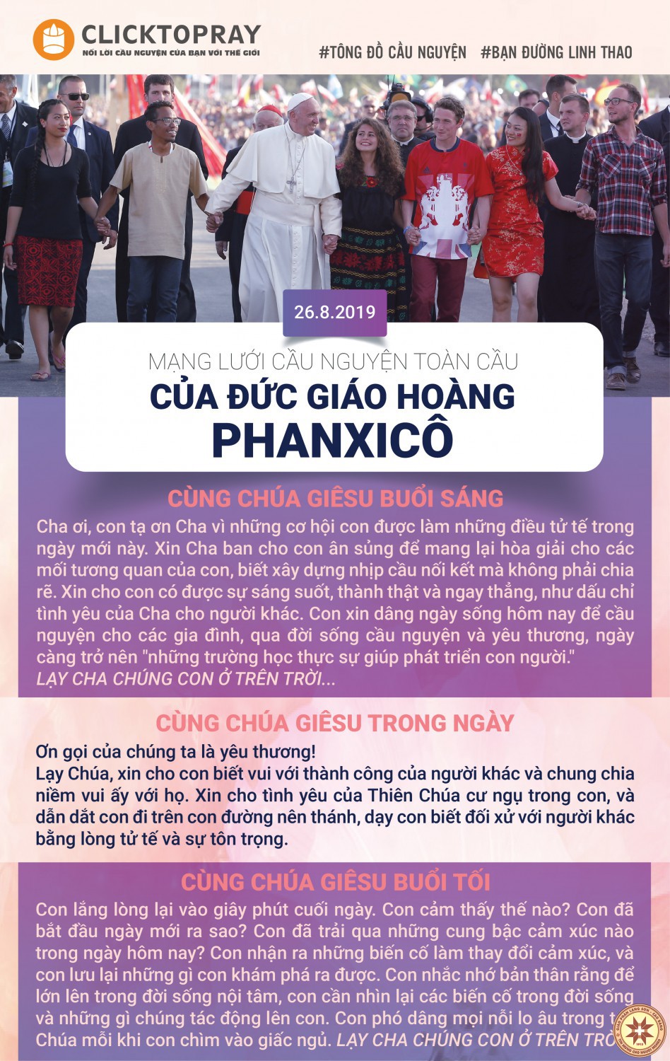 Tông đồ Cầu nguyện ngày 26/8