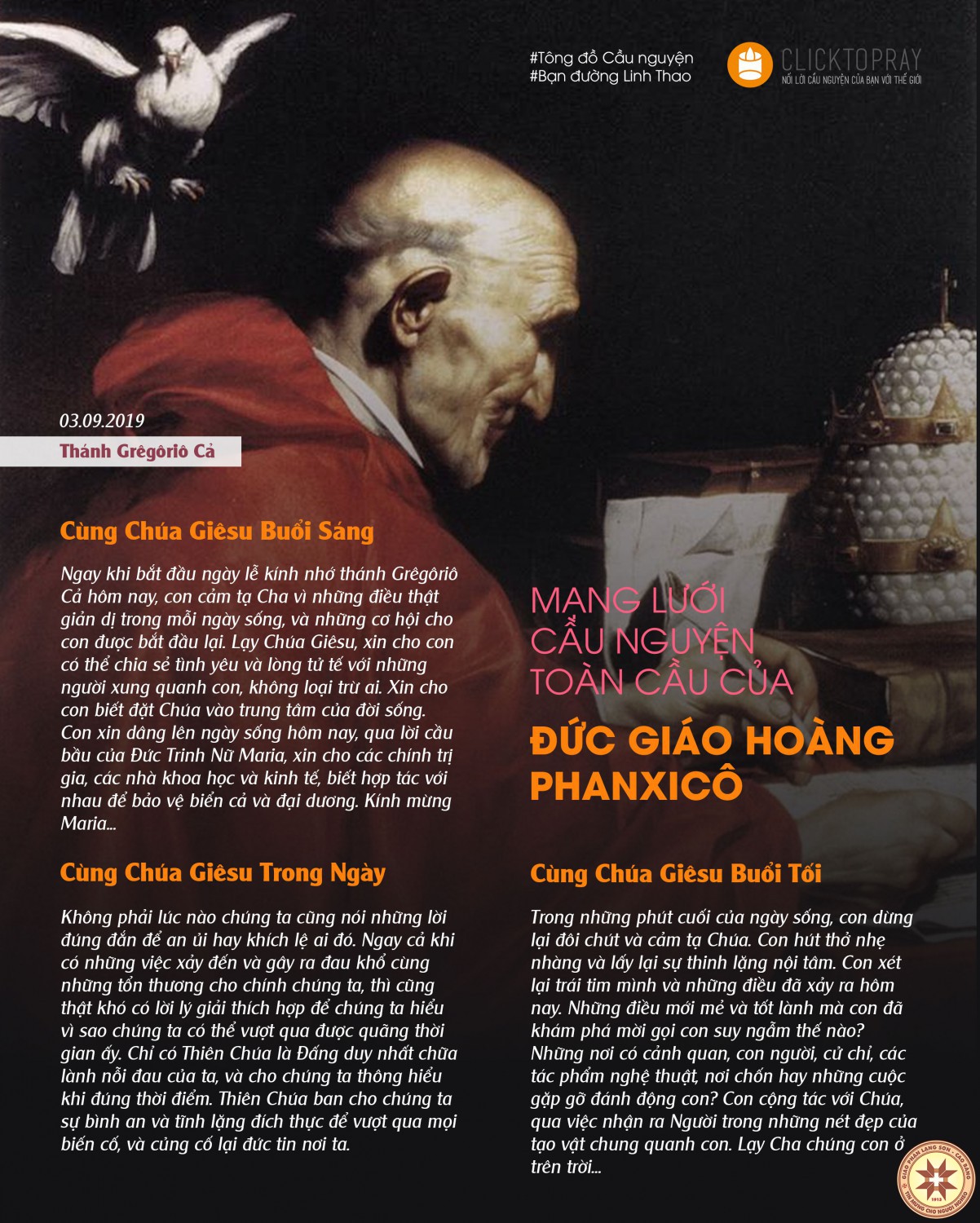 Tông đồ Cầu nguyện ngày 03/9