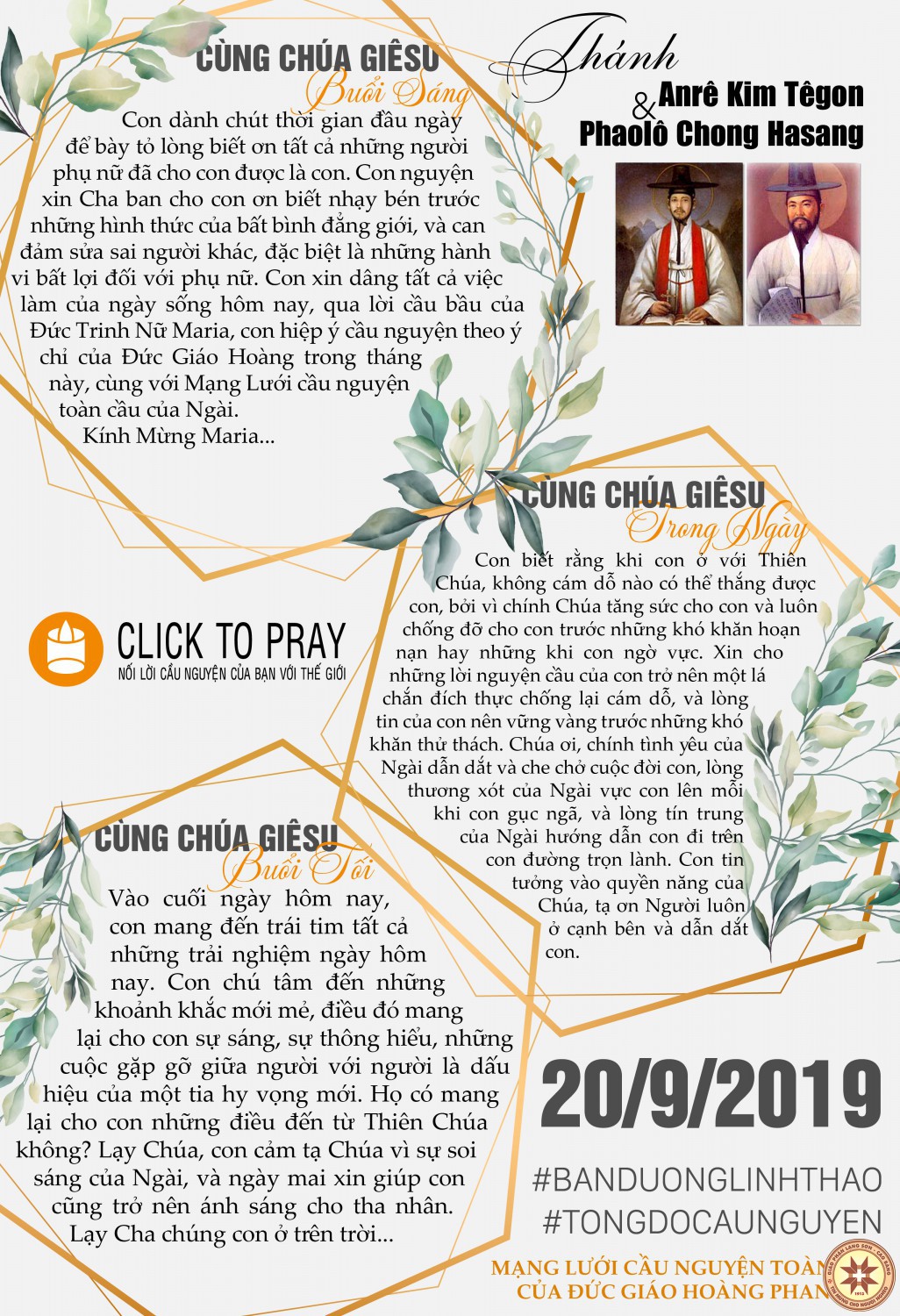 TÔNG ĐỒ CẦU NGUYỆN, NGÀY 20-09