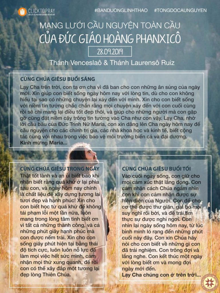 TÔNG ĐỒ CẦU NGUYỆN: Ngày 28-09