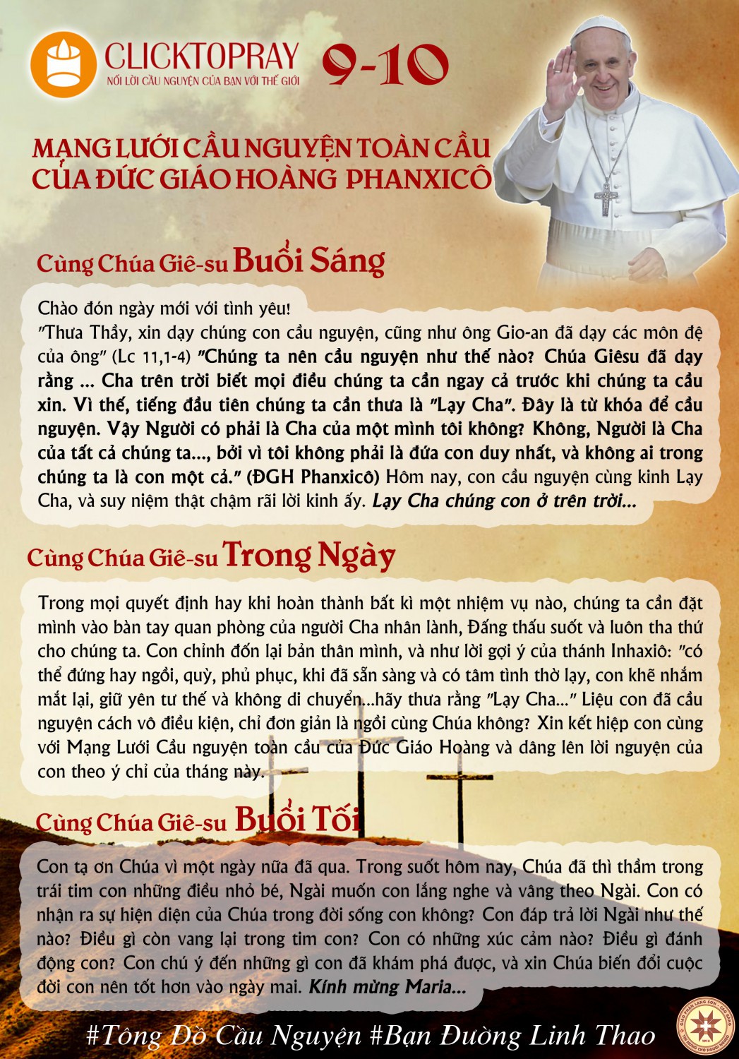 TÔNG ĐỒ CẦU NGUYỆN, NGÀY 09-10