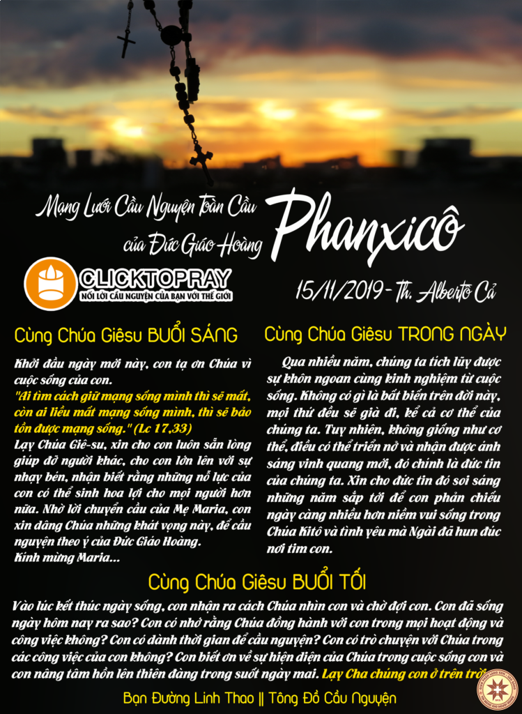 Tông Đồ Cầu Nguyện, 15.11.2019