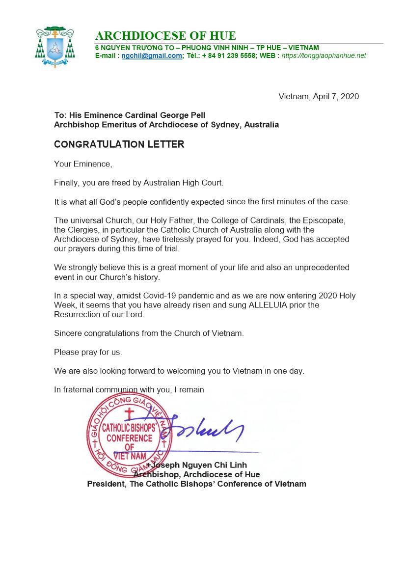 congratulation george pell