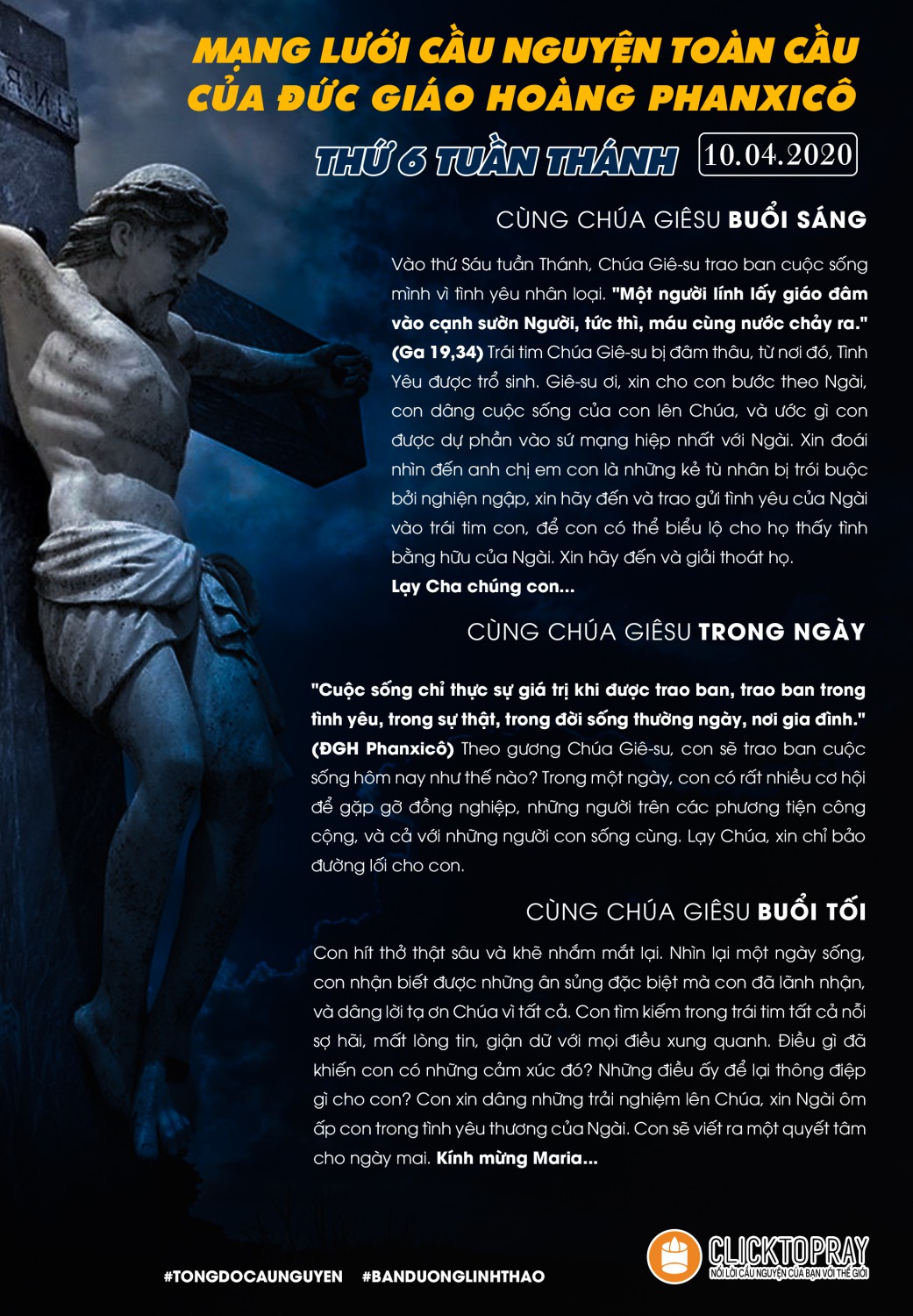 Tông đồ Cầu nguyện ngày thứ Sáu Tuần Thánh 10-4-2020