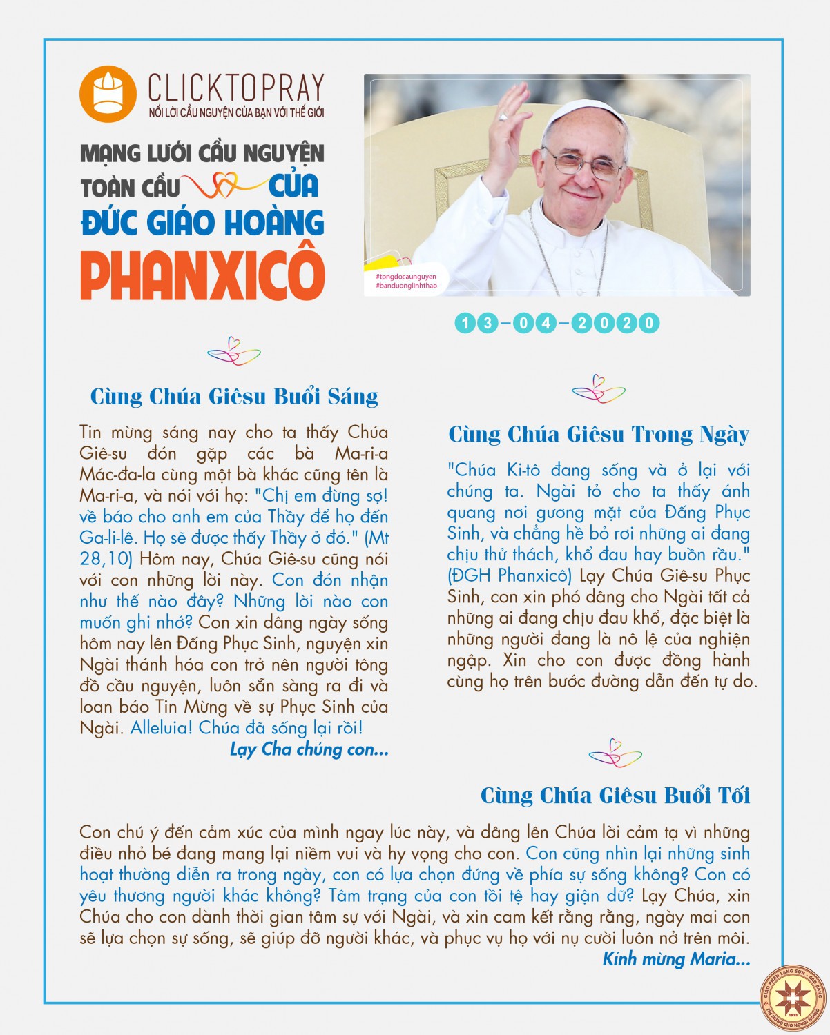 Tông đồ Cầu nguyện ngày 13-4