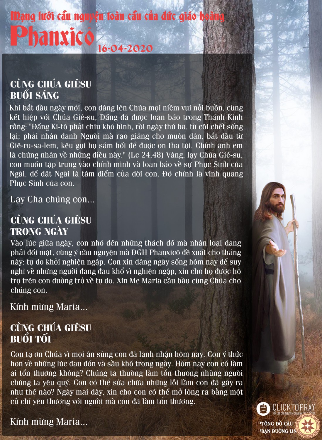 Tông đồ Cầu nguyện ngày 16/4