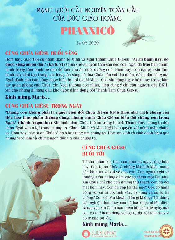 Tông đồ Cầu nguyện ngày 14/6