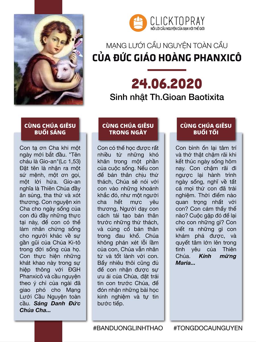 Tông đồ Cầu nguyện ngày 24/6