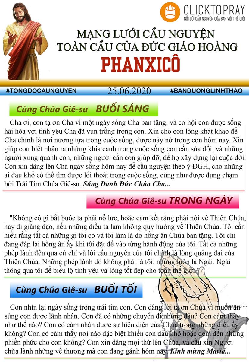 Tông đồ Cầu nguyện ngày 25/6