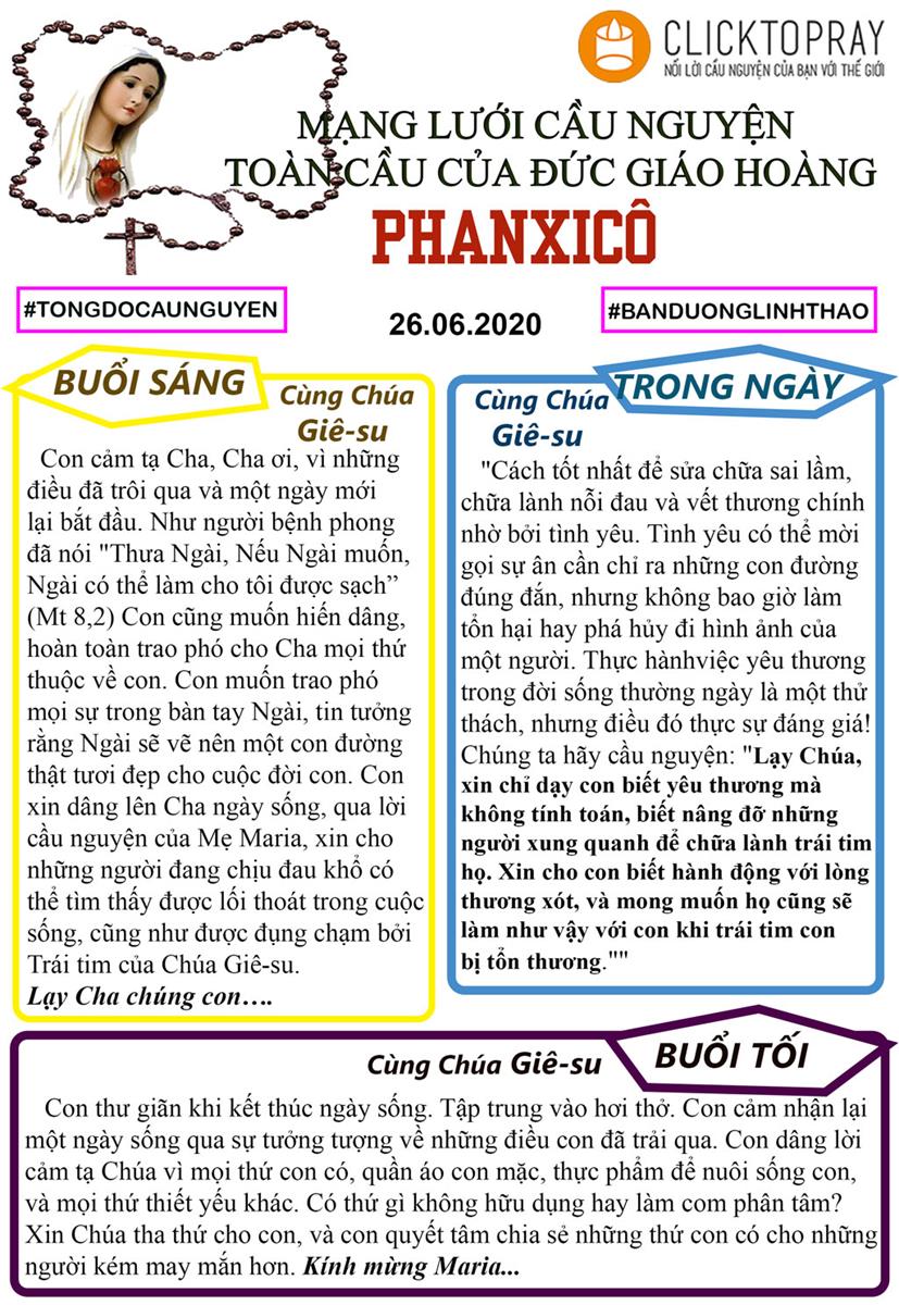 Tông đồ Cầu nguyện ngày 26/6