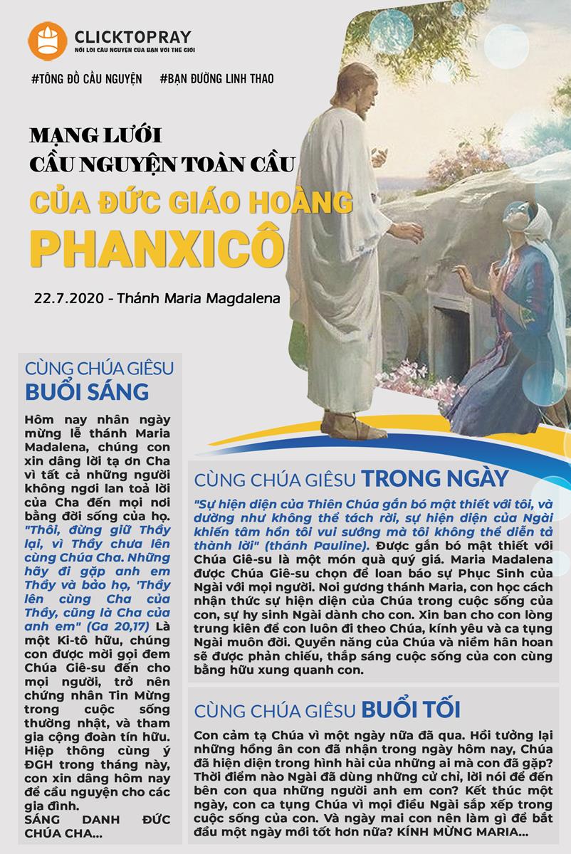 Tông đồ Cầu nguyện ngày 22/7