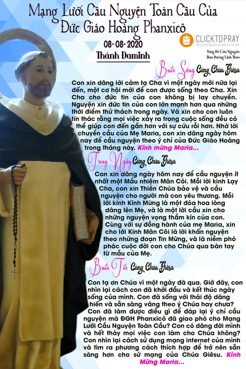 Tông đồ Cầu nguyện ngày 08/8