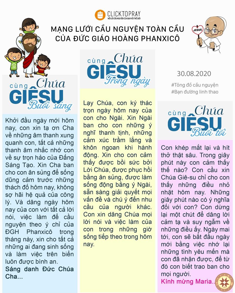 Tông đồ Cầu nguyện ngày 30/8