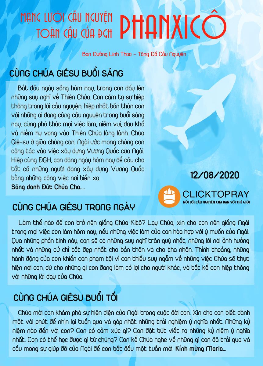 Tông đồ Cầu nguyện ngày 12/8