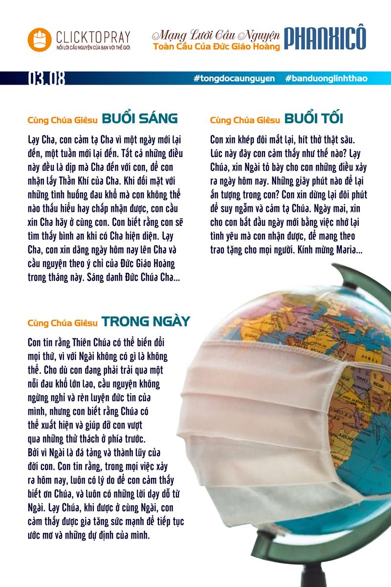 Tông đồ Cầu nguyện ngày 03/8