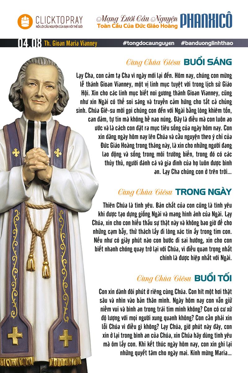 Tông đồ Cầu nguyện ngày 04/8