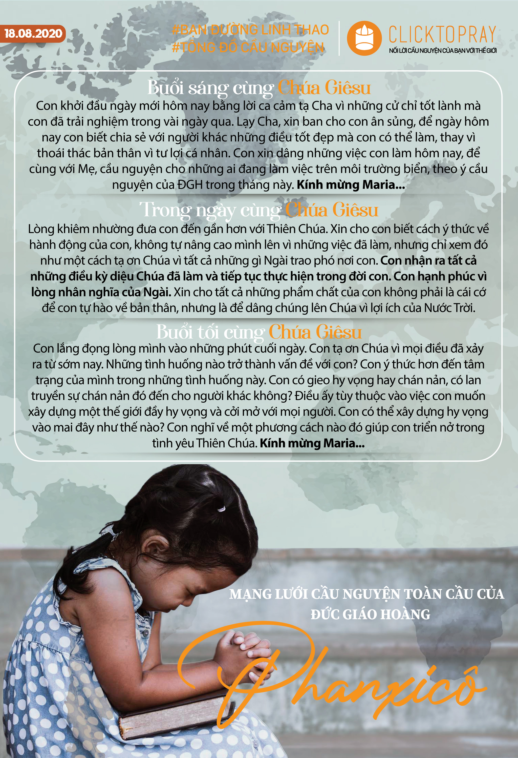 Tông đồ cầu nguyện ngày 18/8