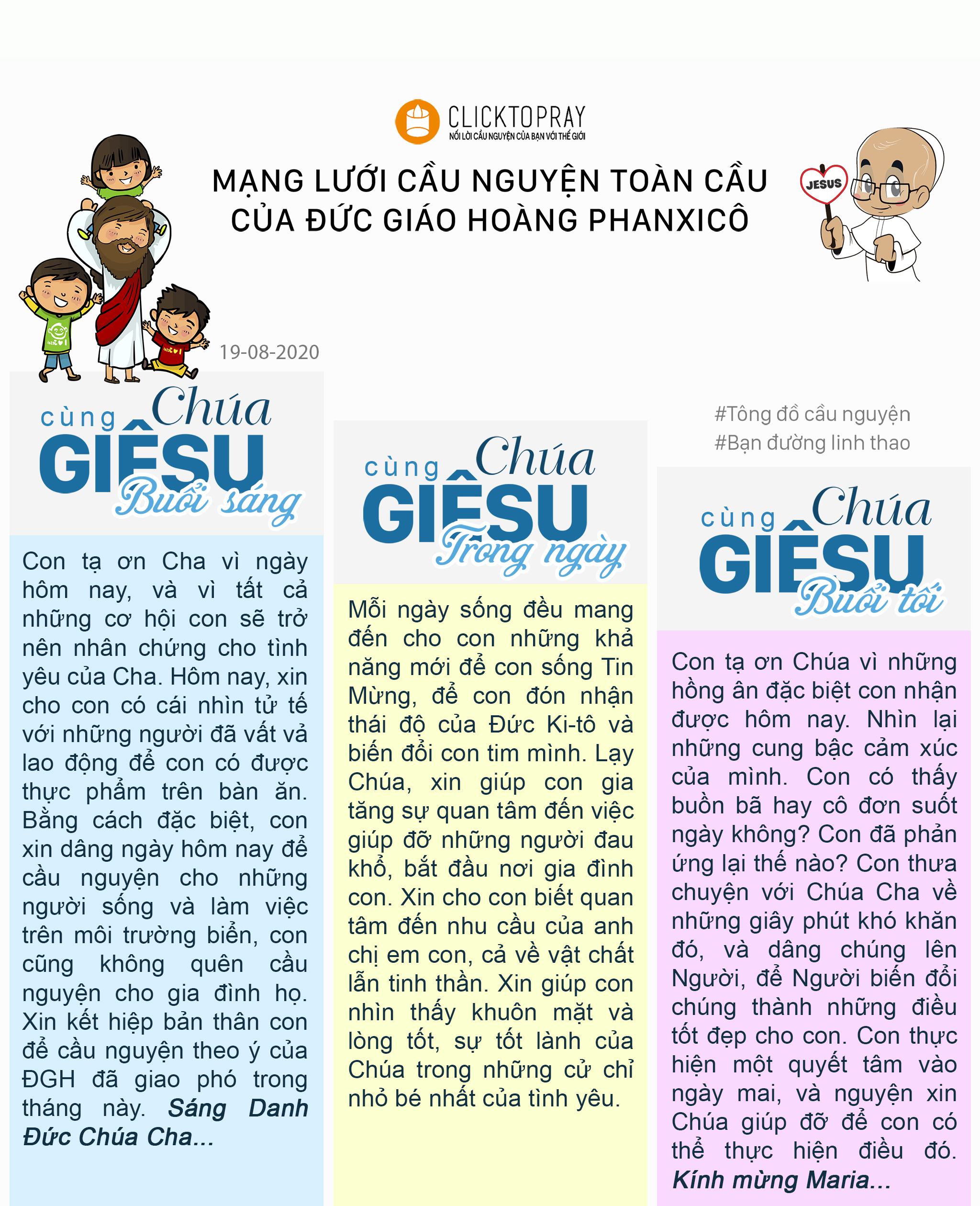 Tông đồ cầu nguyện ngày 19/8