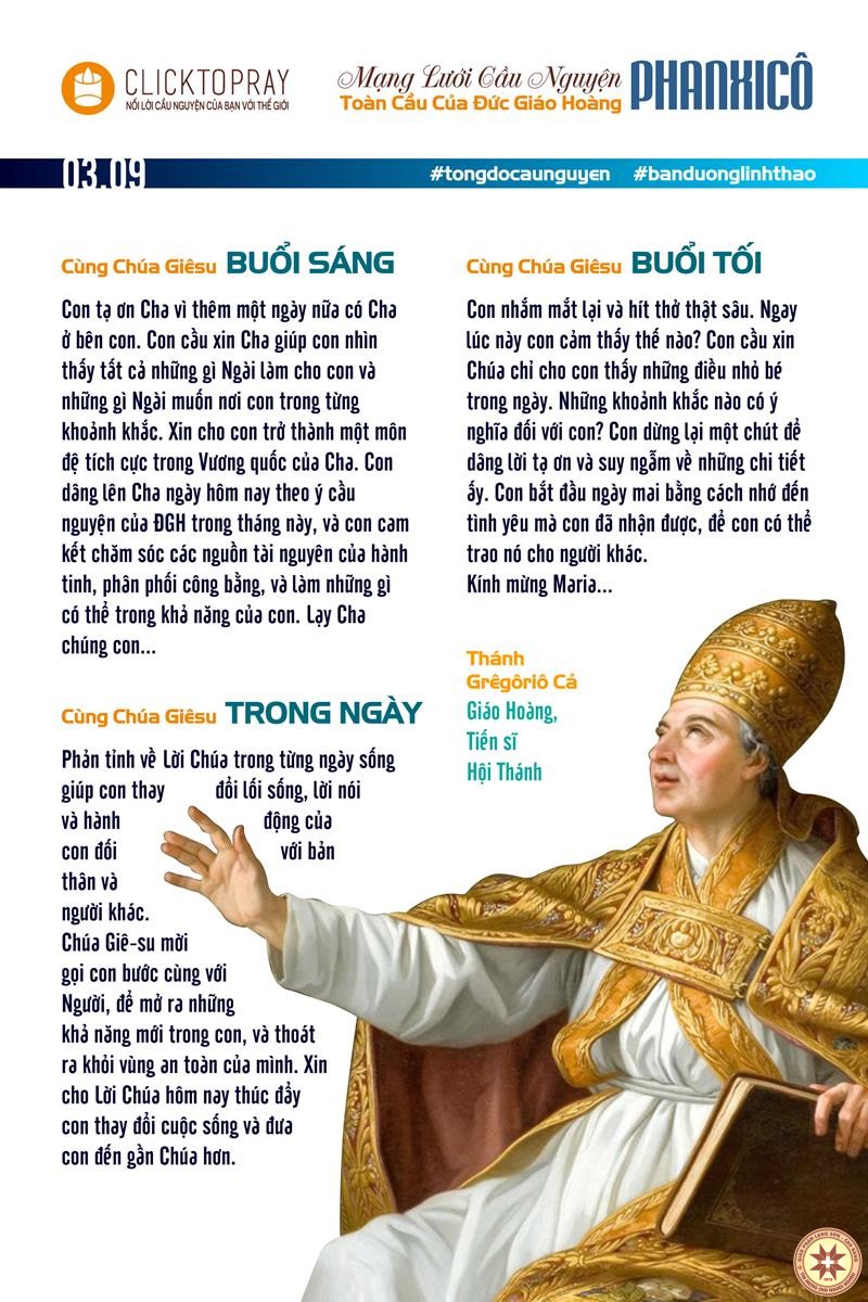 Tông đồ Cầu nguyện ngày 03/9