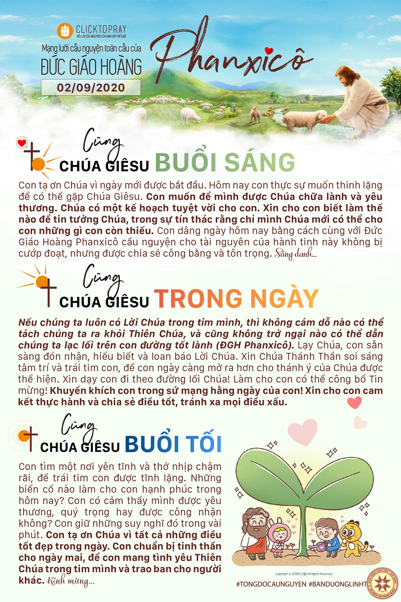 Tông đồ Cầu nguyện ngày 02/9