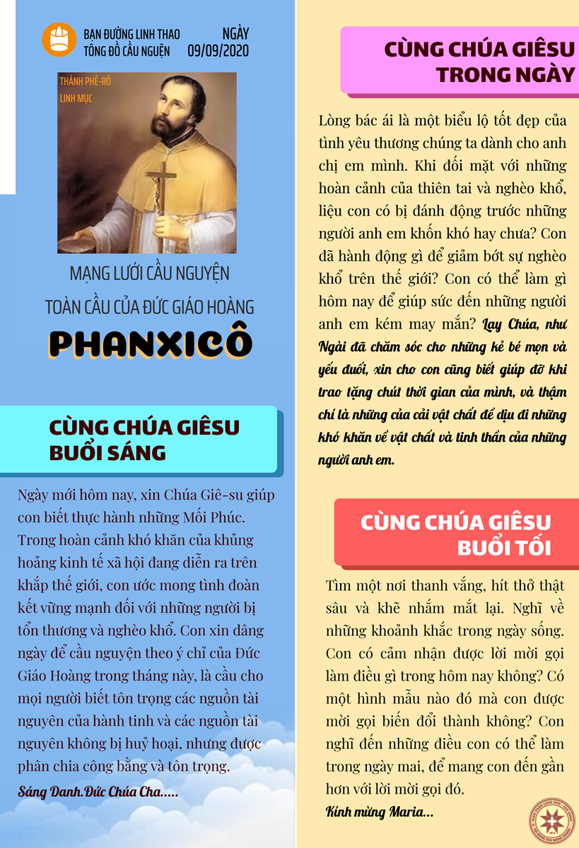 Tông đồ Cầu nguyện ngày 09/9