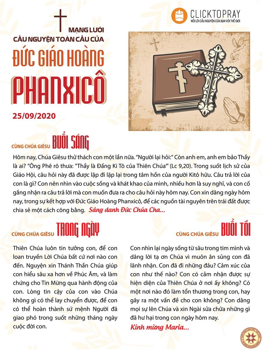 Tông đồ Cầu nguyện ngày 25/9