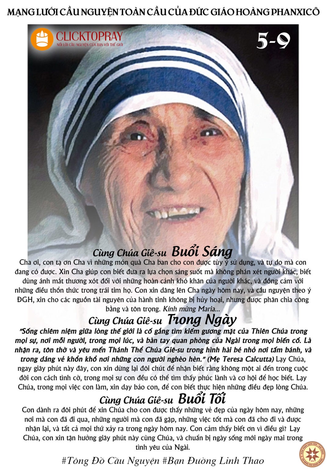 Tông đồ Cầu nguyện ngày 05/9