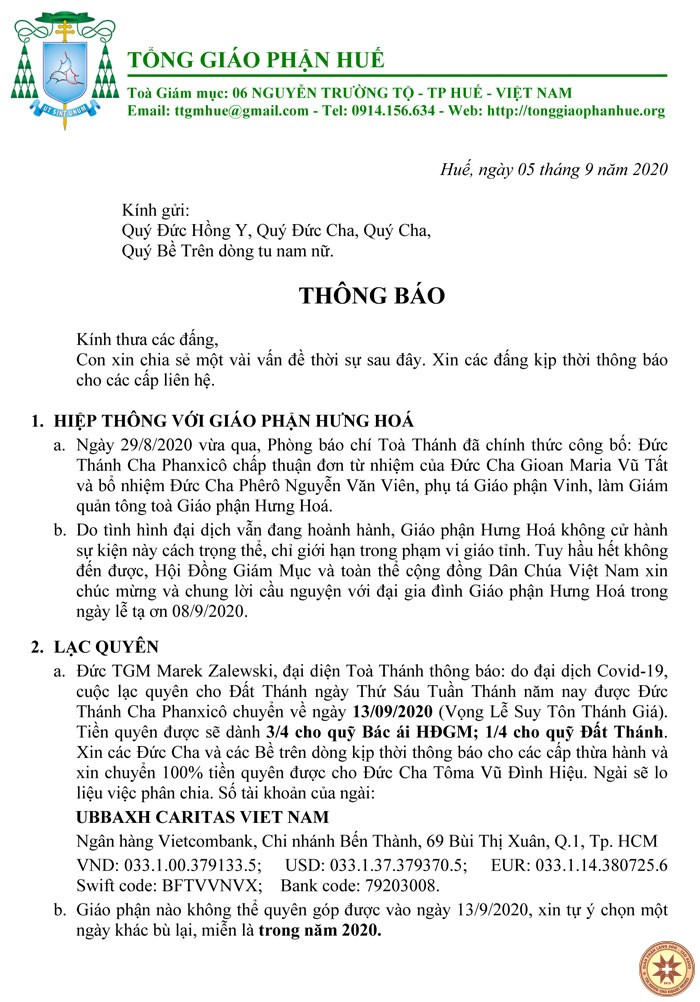 thong bao cua hoi dong giam muc viet nam ngay 05 9 2020 1