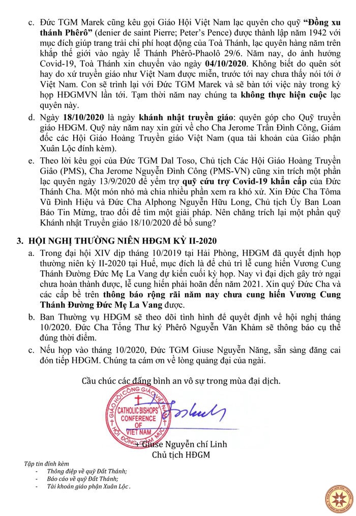 thong bao cua hoi dong giam muc viet nam ngay 05 9 2020 2
